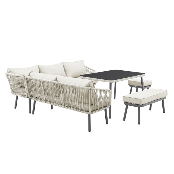 Inspired Home Colter Patio Conversation Set  Sand 3