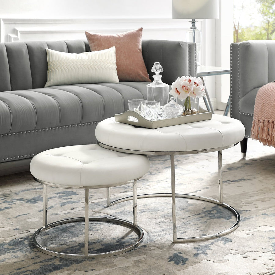 Carlotta Modern Ottoman Nesting Stainless Steel Polished Base for