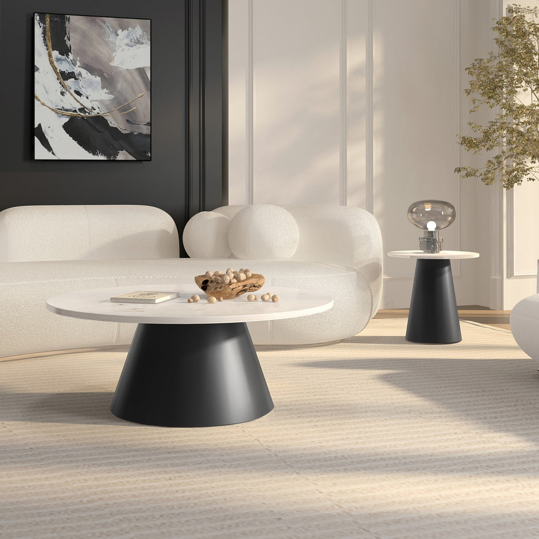 Inspired Home Zyler Marble Side Table Black Collection