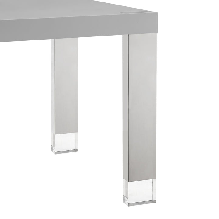 Inspired Home Lesly Dining Table Light Grey/Chrome 4