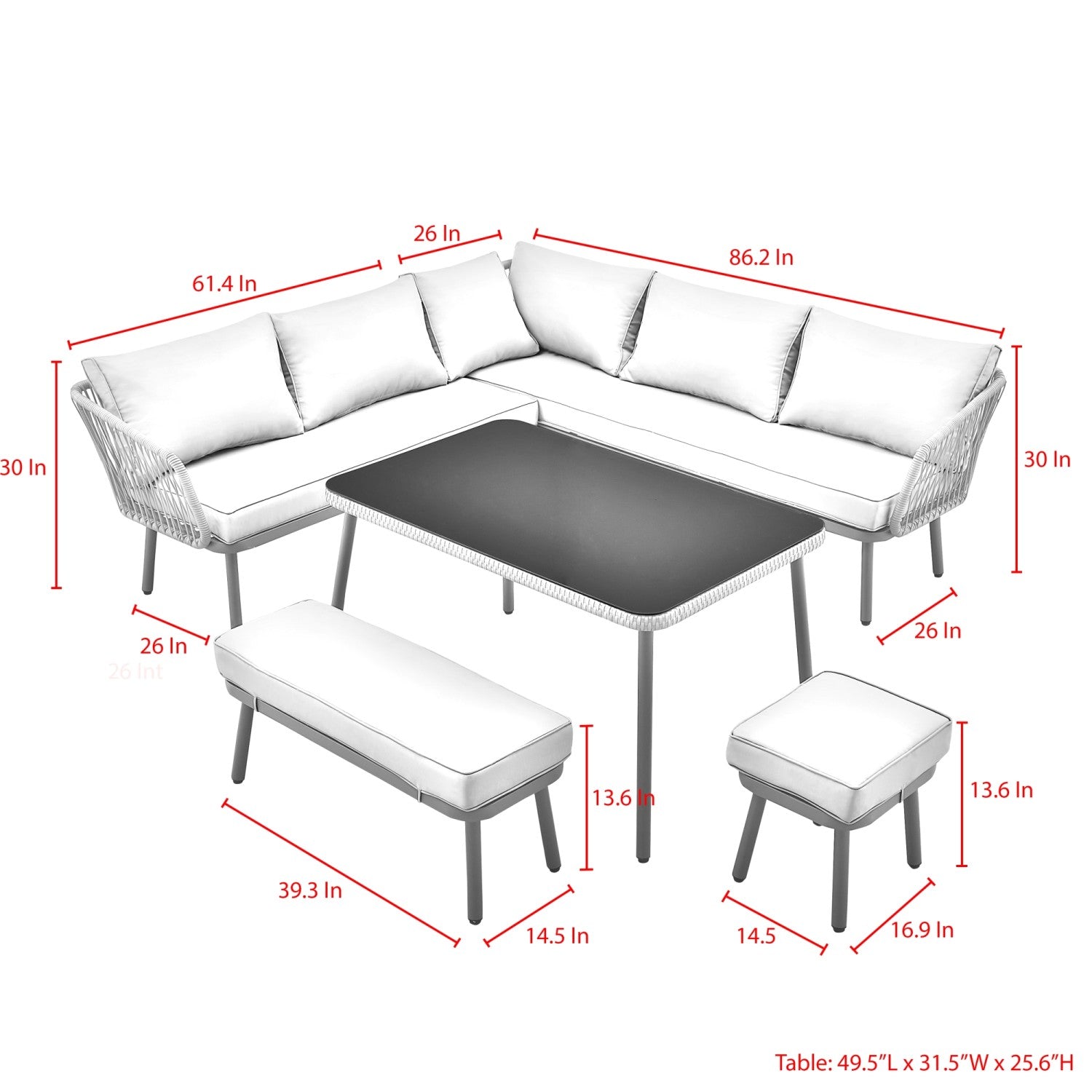 Alif garden online corner dining set