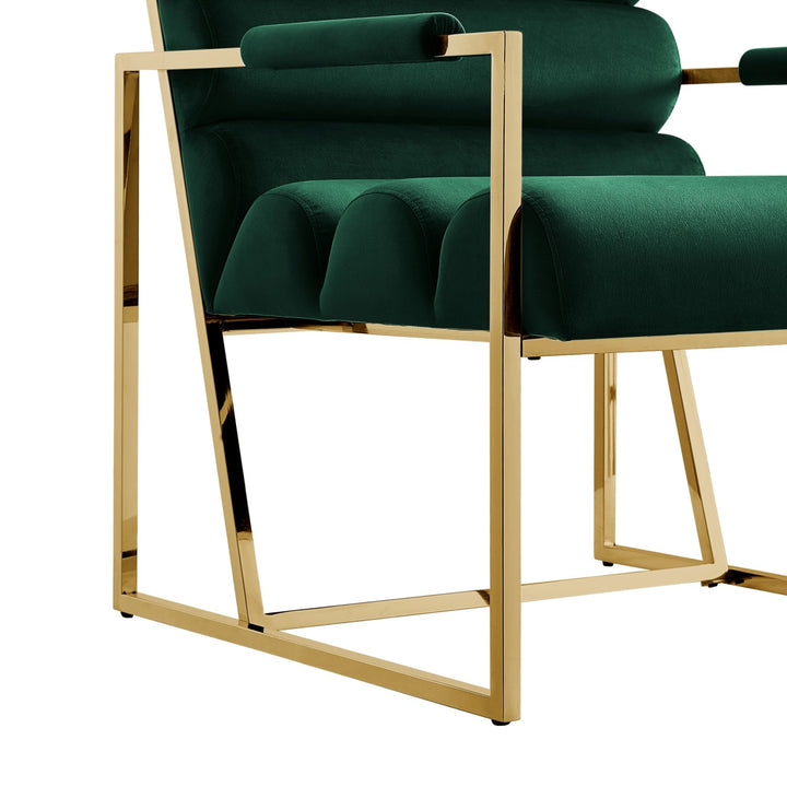 Inspired Home Dalia Accent Chair Velvet Hunter Green/Gold 4