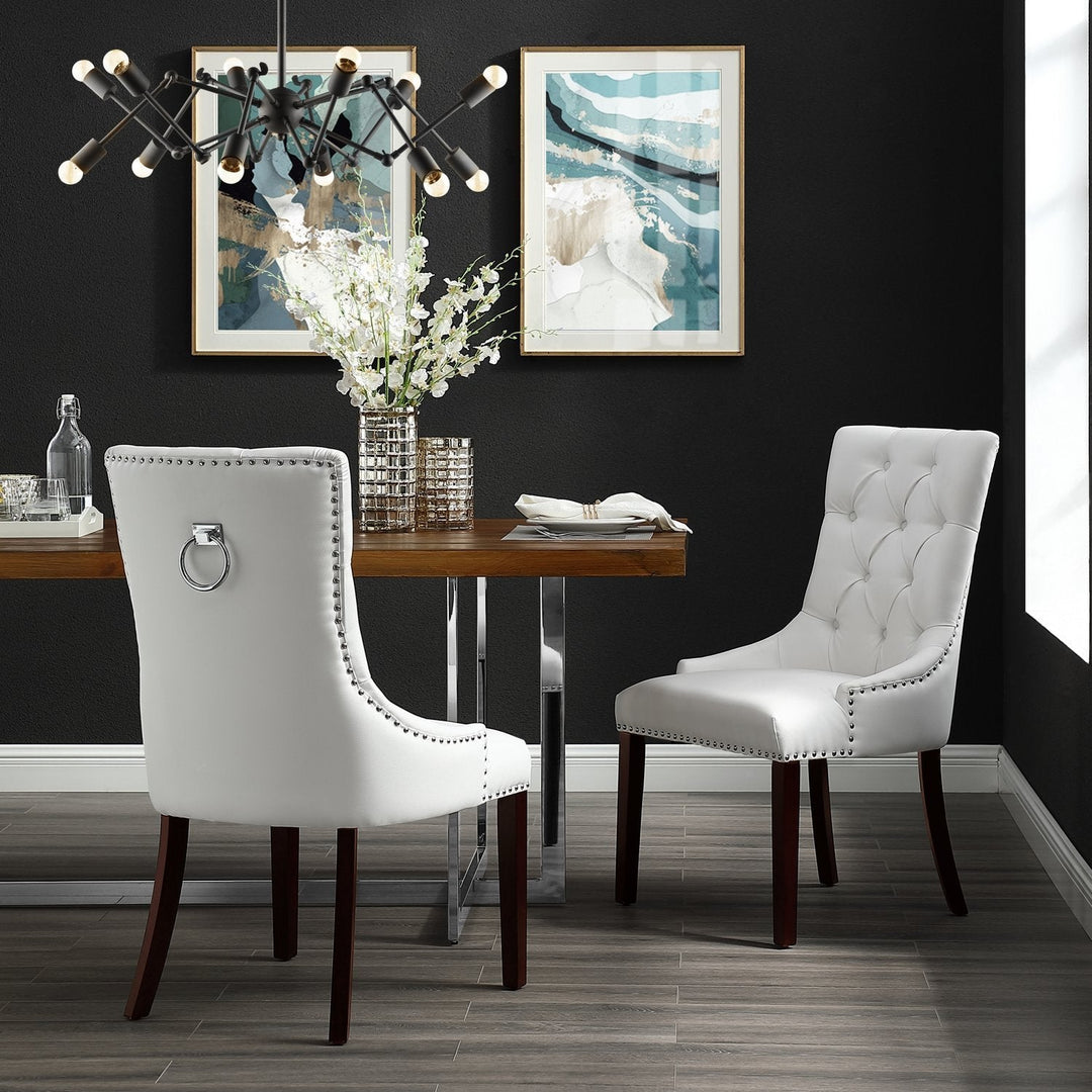 white leather dining room chair