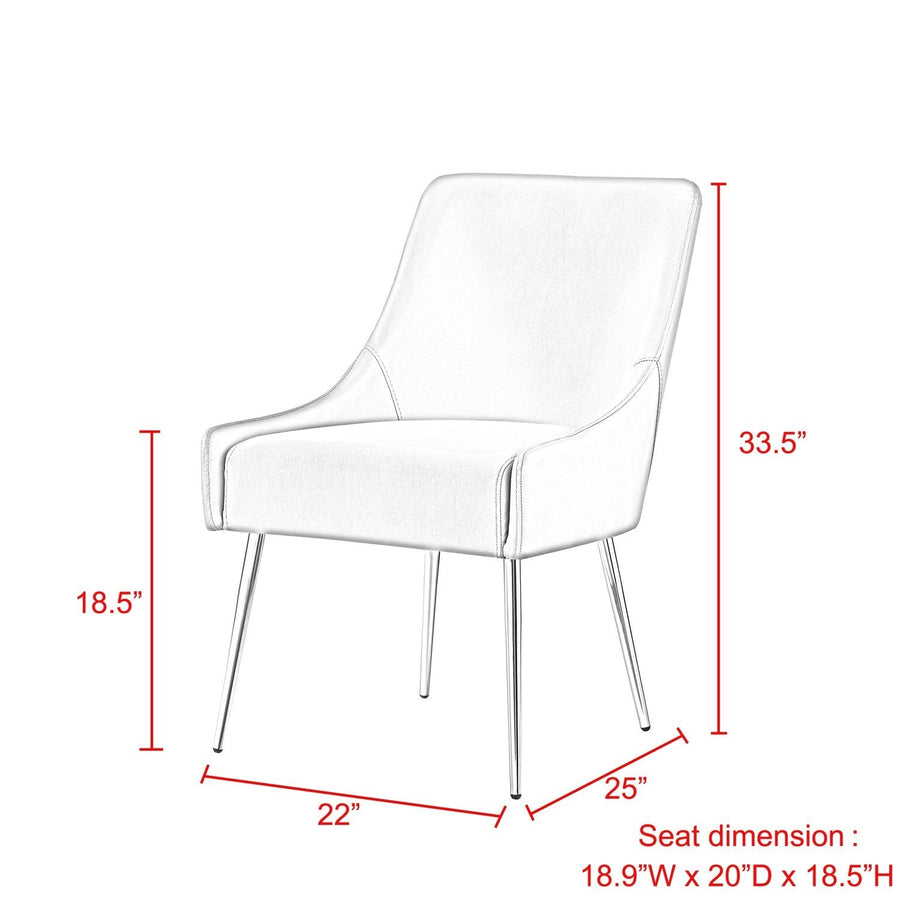 Modern Dining Chair Chrome Silver Finish Handle and Legs Armless for