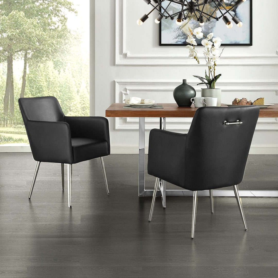 Christine Dining Chair (set of 2) Leather Black - Main Image