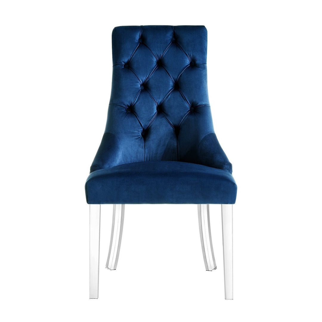 Inspired Home - Sillas de comedor de terciopelo, color azul marino, diseño:  Oscar | Botones copetudos | Sin brazos