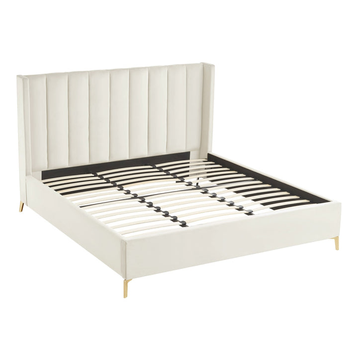 Inspired Home Caliyah Platform Bed Velvet Cream White 3