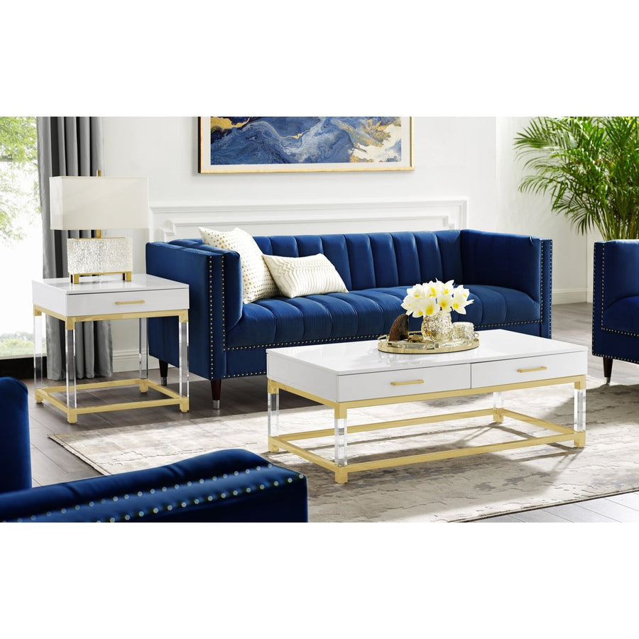 Cassandra Modern End Table High Gloss Finish Acrylic Leg, Stainless ...