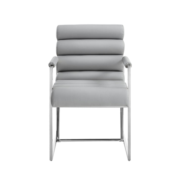 Inspired Home Dalia Dining Chair PU Leather Grey/Chrome 1
