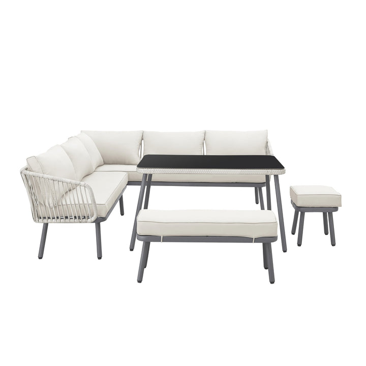 Inspired Home Colter Patio Conversation Set  Sand 2