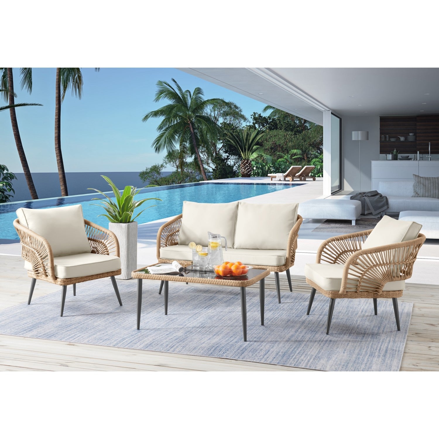 2 seater discount wicker outdoor furniture