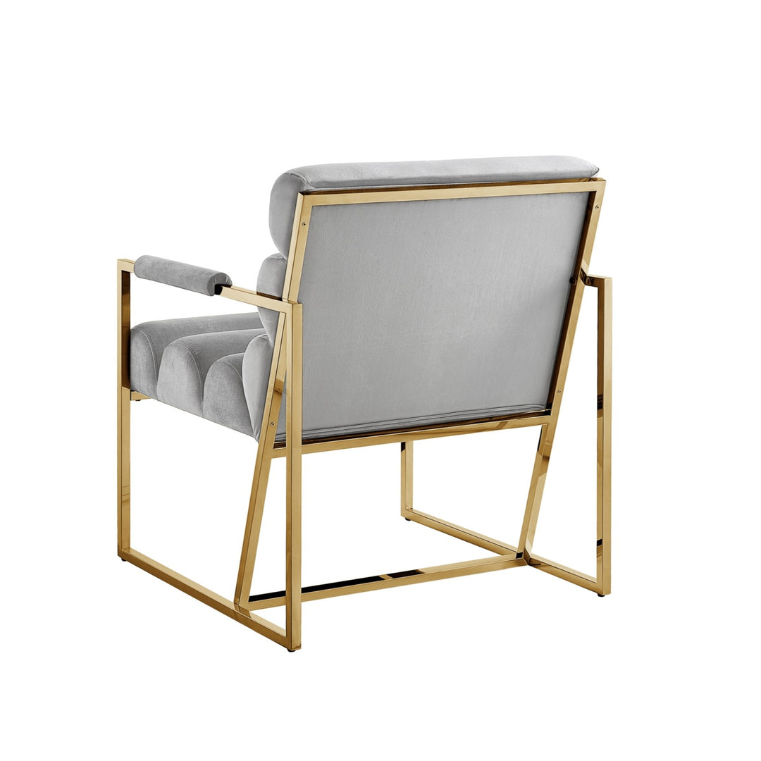 Inspired Home Dalia Accent Chair Velvet Grey/Gold 3