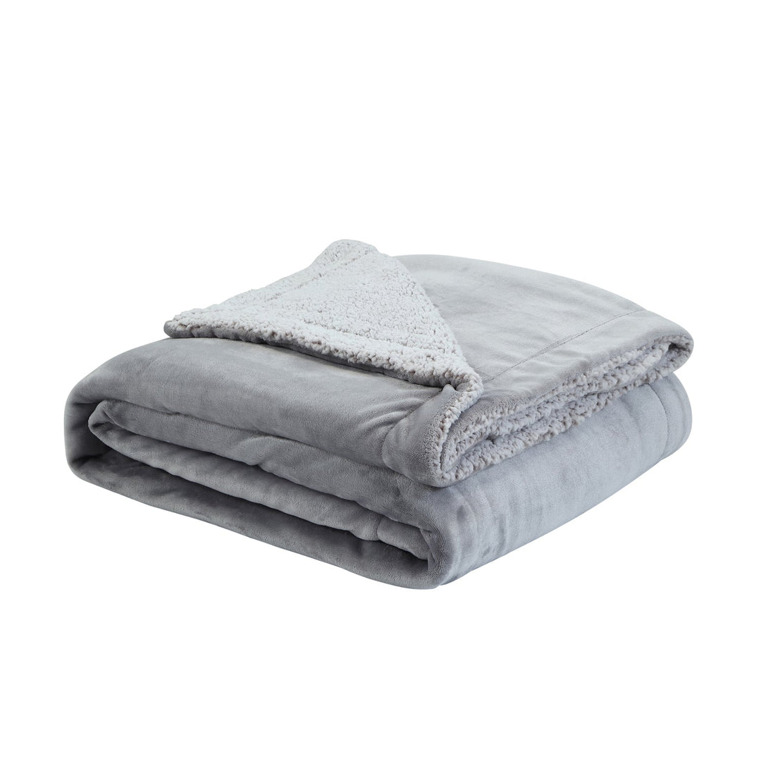 Throw - Zakary Flannel Reversible Heathered Sherpa Throw Blanket