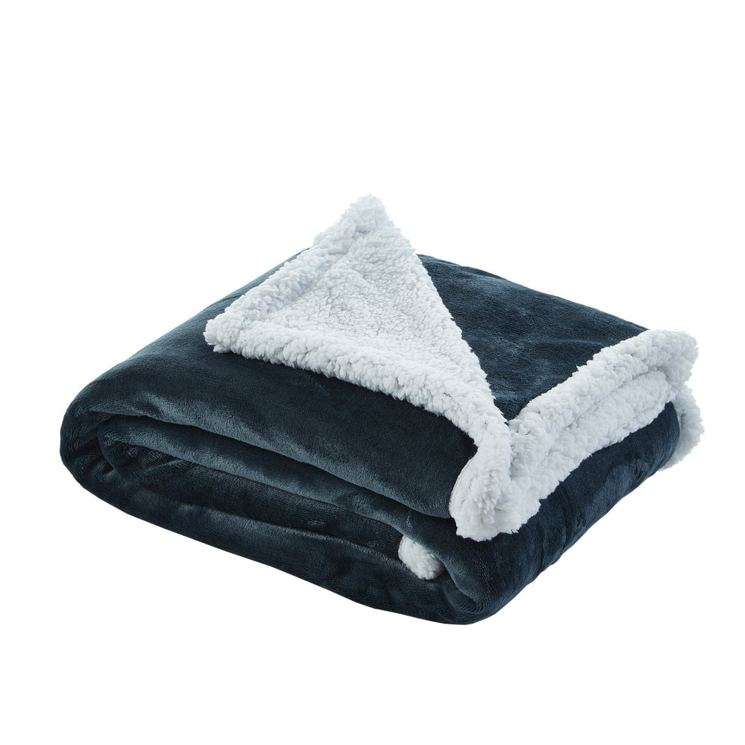 Flannel Reversible Solid Sherpa Throw - Zakary Flannel Reversible Sherpa Throw