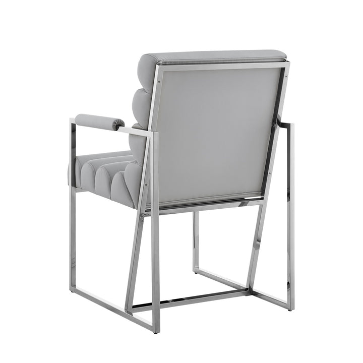 Inspired Home Dalia Dining Chair PU Leather Grey/Chrome 2