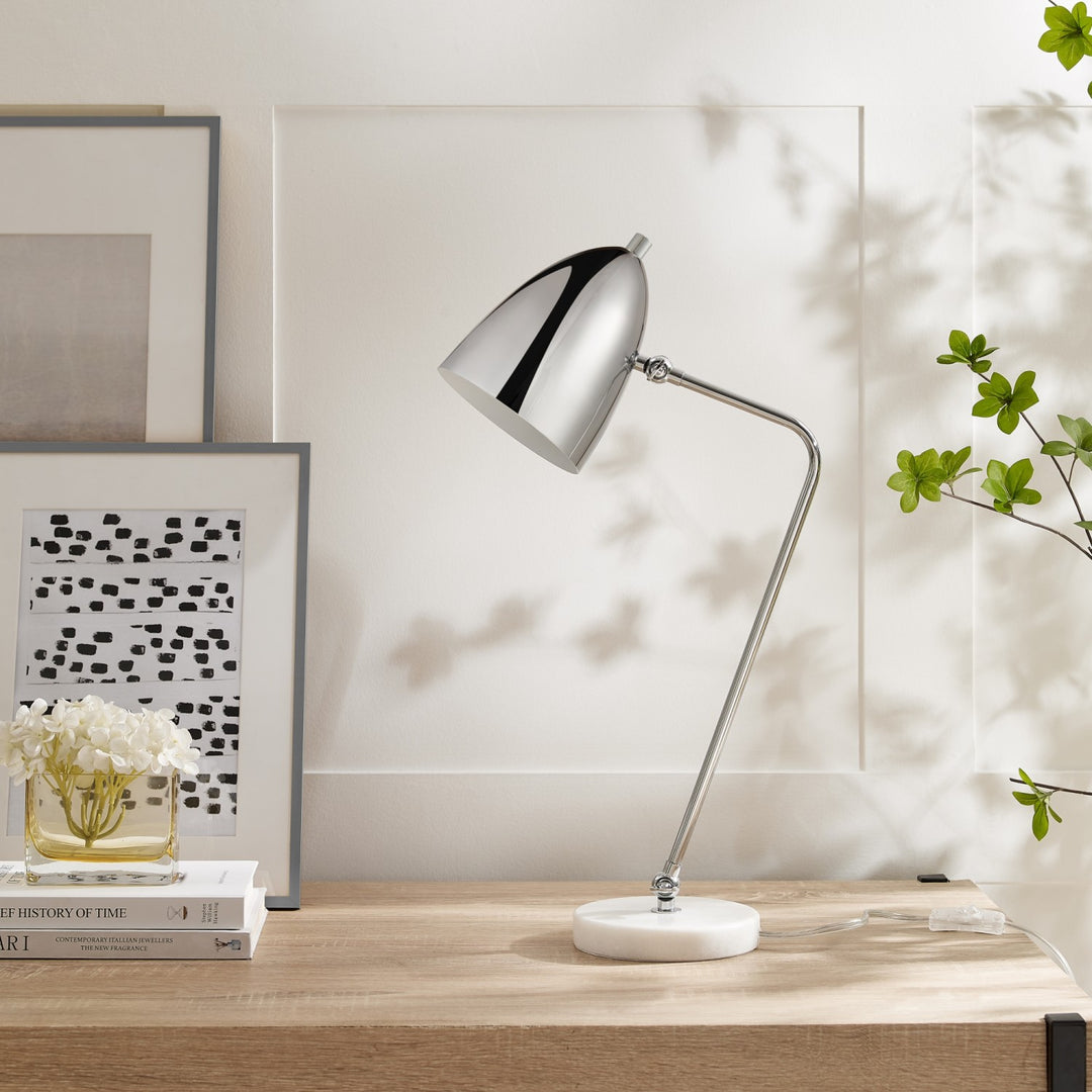 Cristina Modern Table Lamp 5ft Power Cord, Marble Stone Base