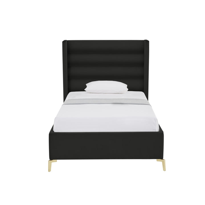 Inspired Home Kacie Platform Bed Velvet Black 1
