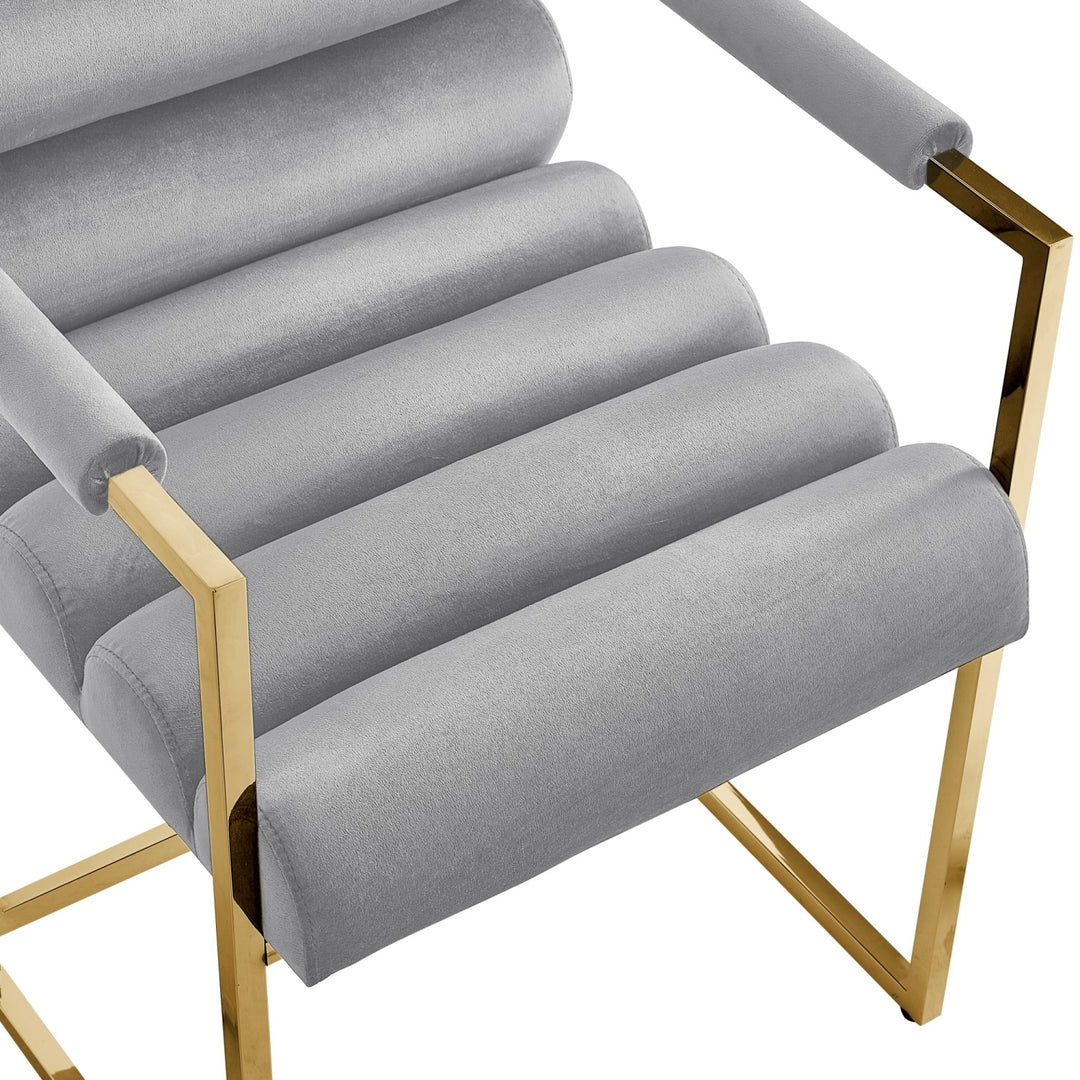 Inspired Home Dalia Dining Chair Velvet Grey/Gold 5