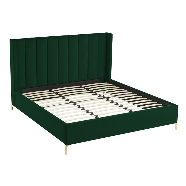 Inspired Home Caliyah Platform Bed Velvet Green 3