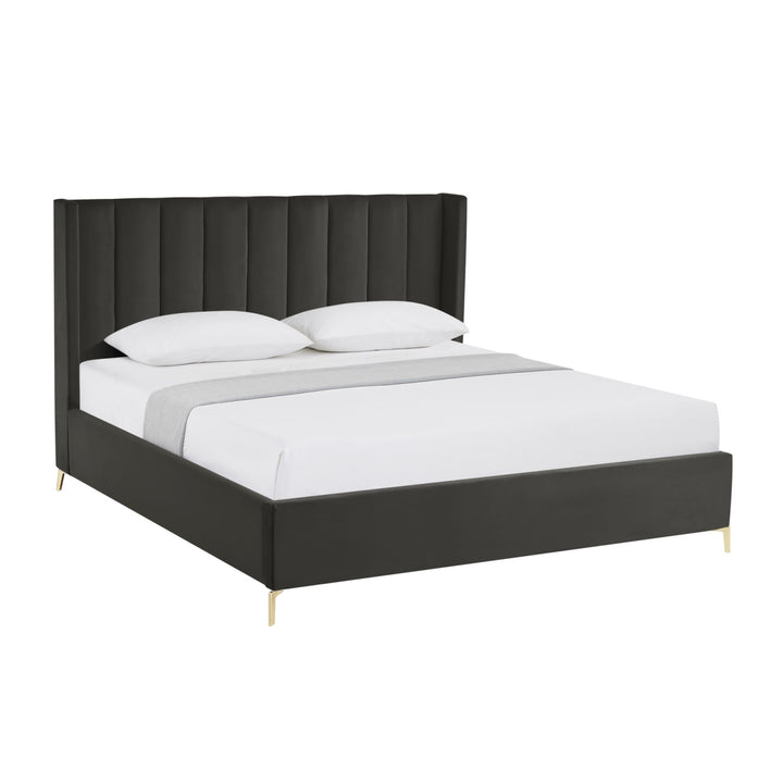 Inspired Home Caliyah Platform Bed Velvet Black Main