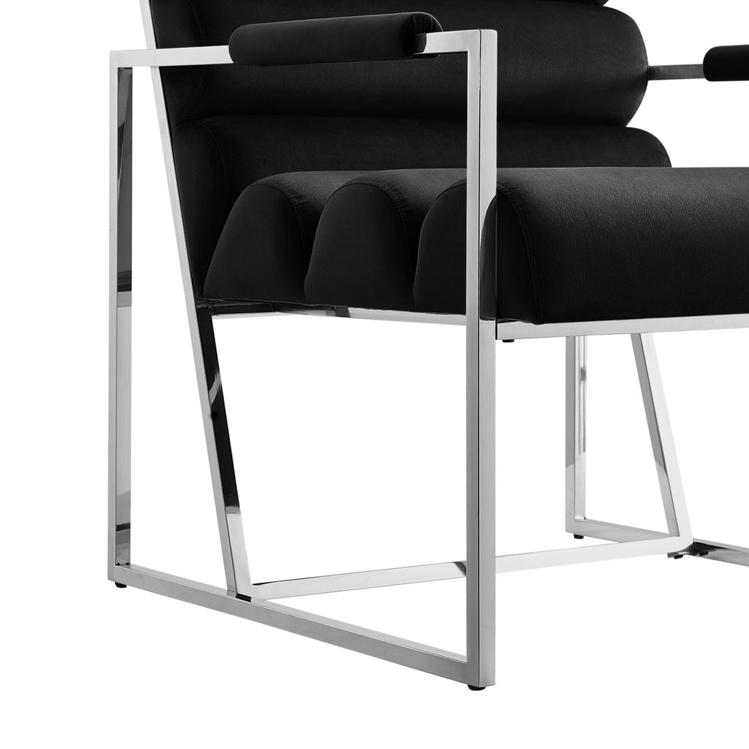 Inspired Home Dalia Accent Chair Velvet Black/Chrome 4