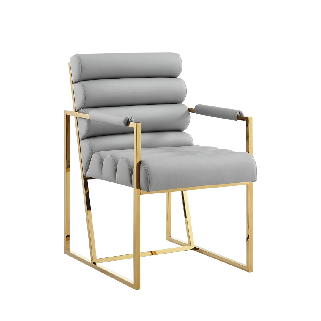 Inspired Home Dalia Dining Chair PU Leather Grey/Gold Main