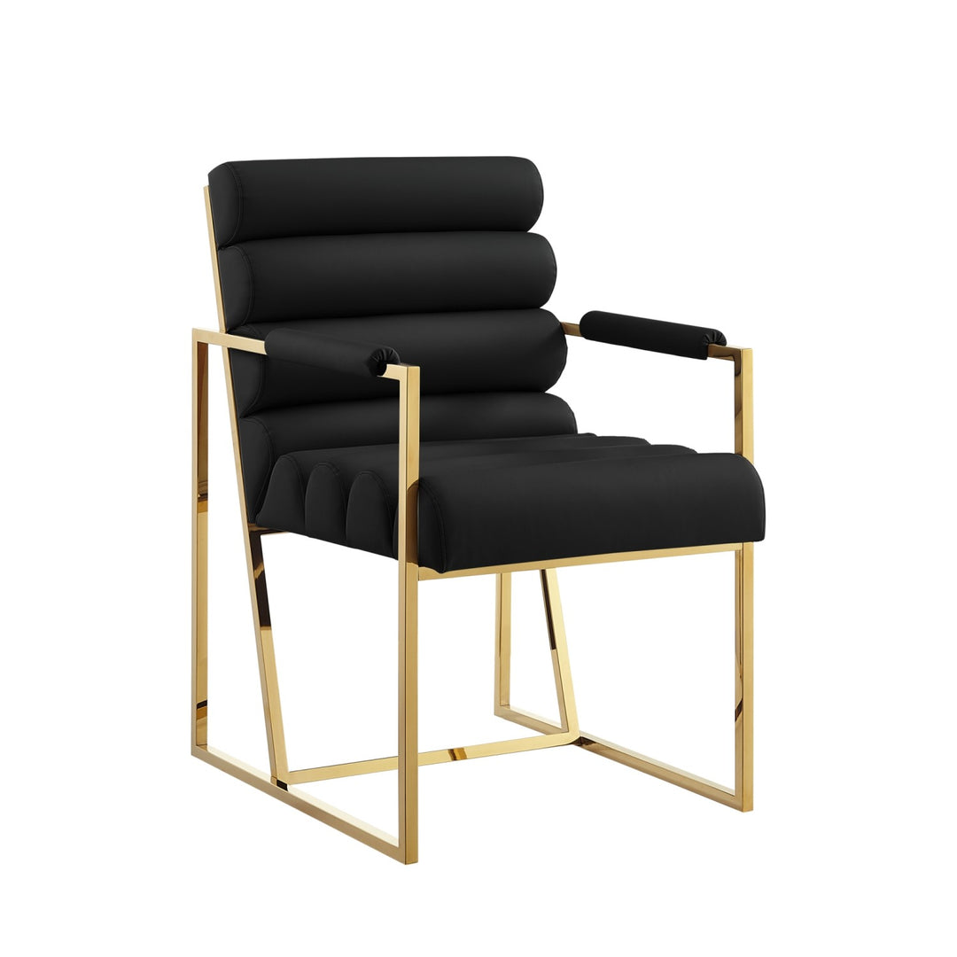 Inspired Home Dalia Dining Chair PU Leather Black/Gold Main