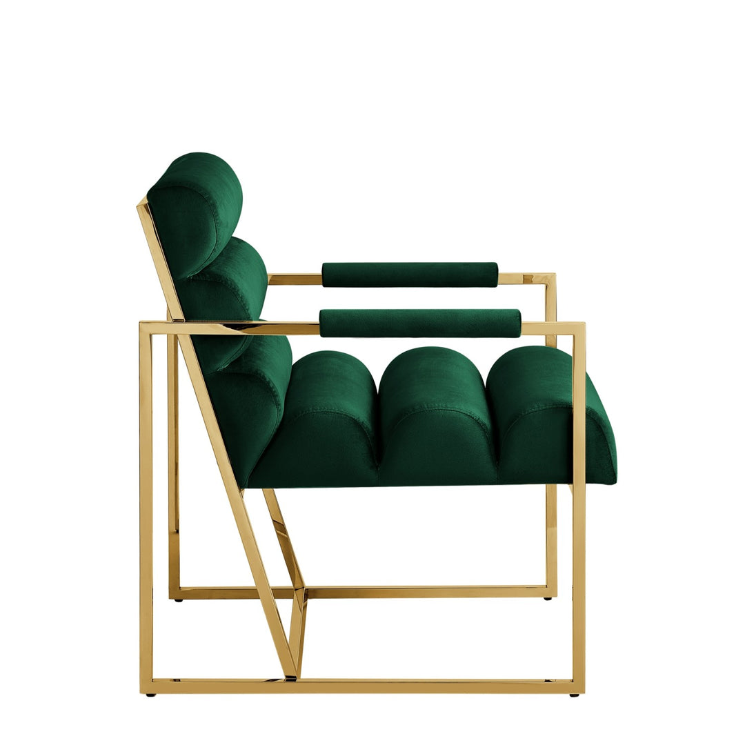 Inspired Home Dalia Accent Chair Velvet Hunter Green/Gold 2