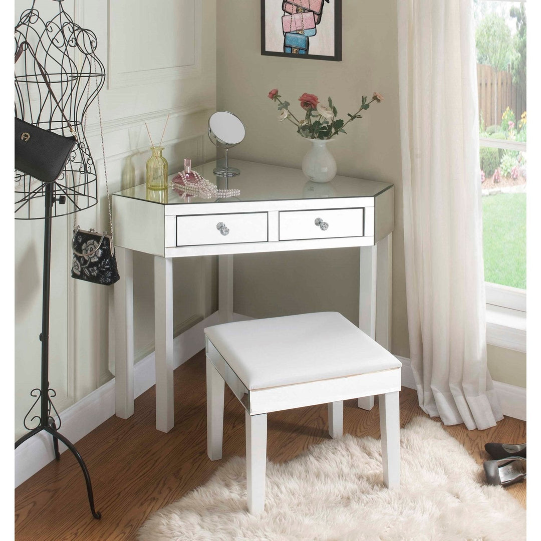 Modern Dressing Table Corner Vanity Table with Drawer Mirror Makeup Desk  Bedroom