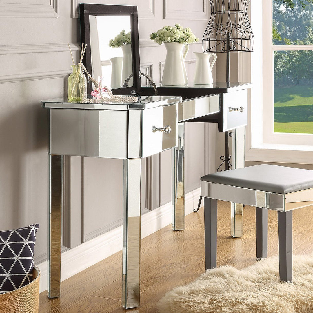 mirrored dressing table with mirror Louisa Glam Jewelry Furniture Mirrored 2 Drawers – Inspired Home