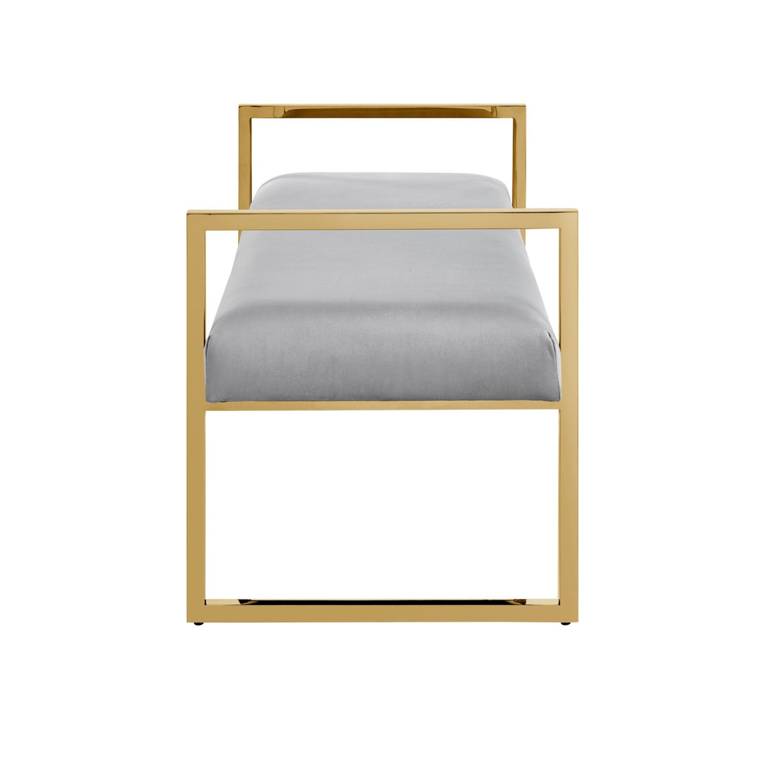 Inspired Home Dalia Bench Velvet Grey/Gold 3