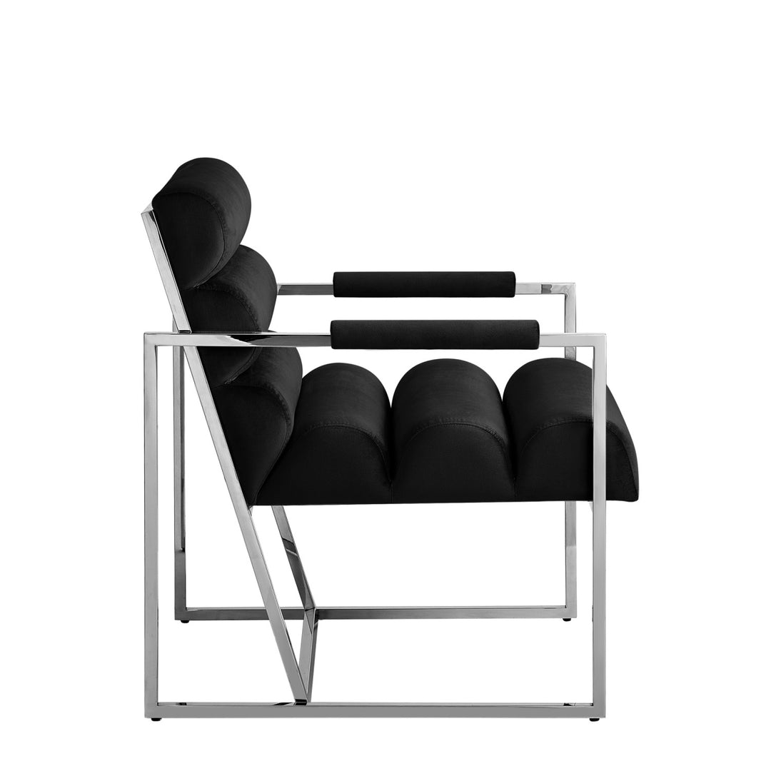 Inspired Home Dalia Accent Chair Velvet Black/Chrome 2