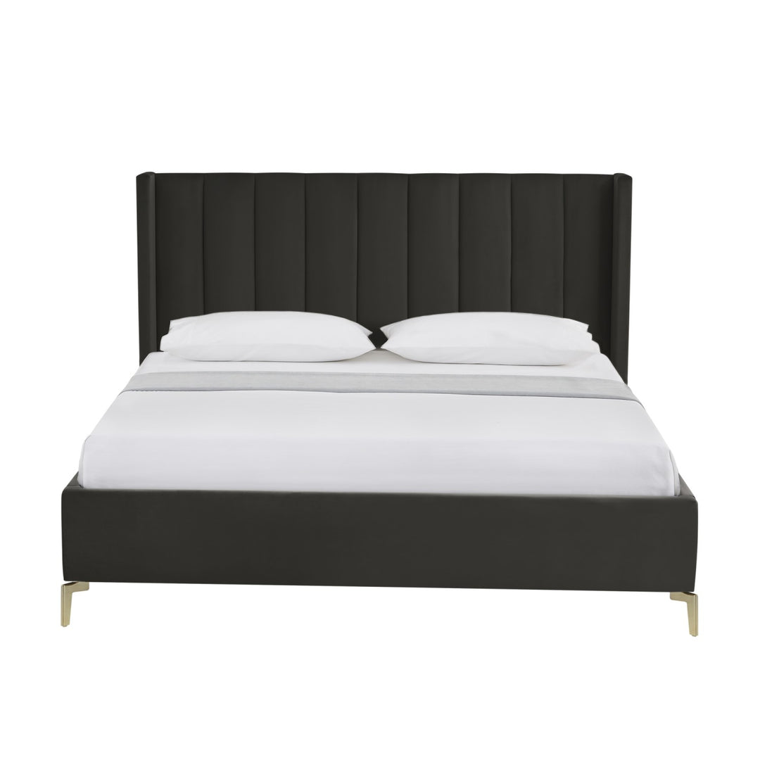 Inspired Home Caliyah Platform Bed Velvet Black 1