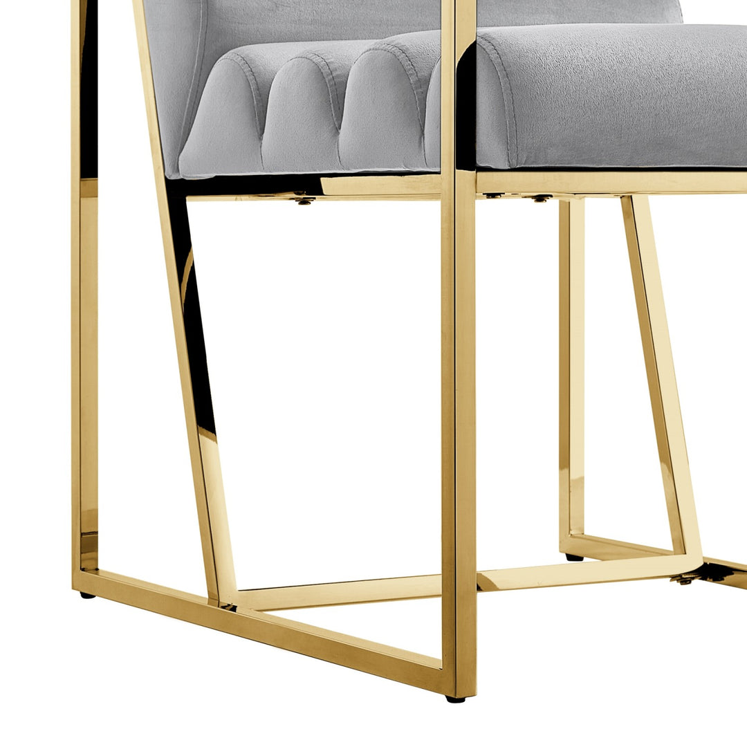 Inspired Home Dalia Dining Chair Velvet Grey/Gold 4