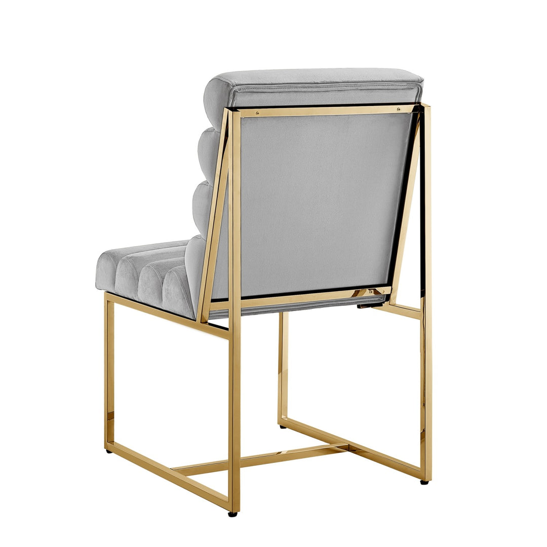 Inspired Home Dalia Dining Chair Velvet Grey/Gold 3