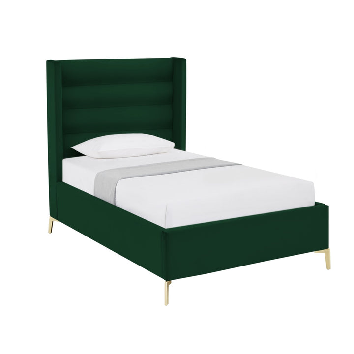 Inspired Home Kacie Platform Bed Velvet Green Main
