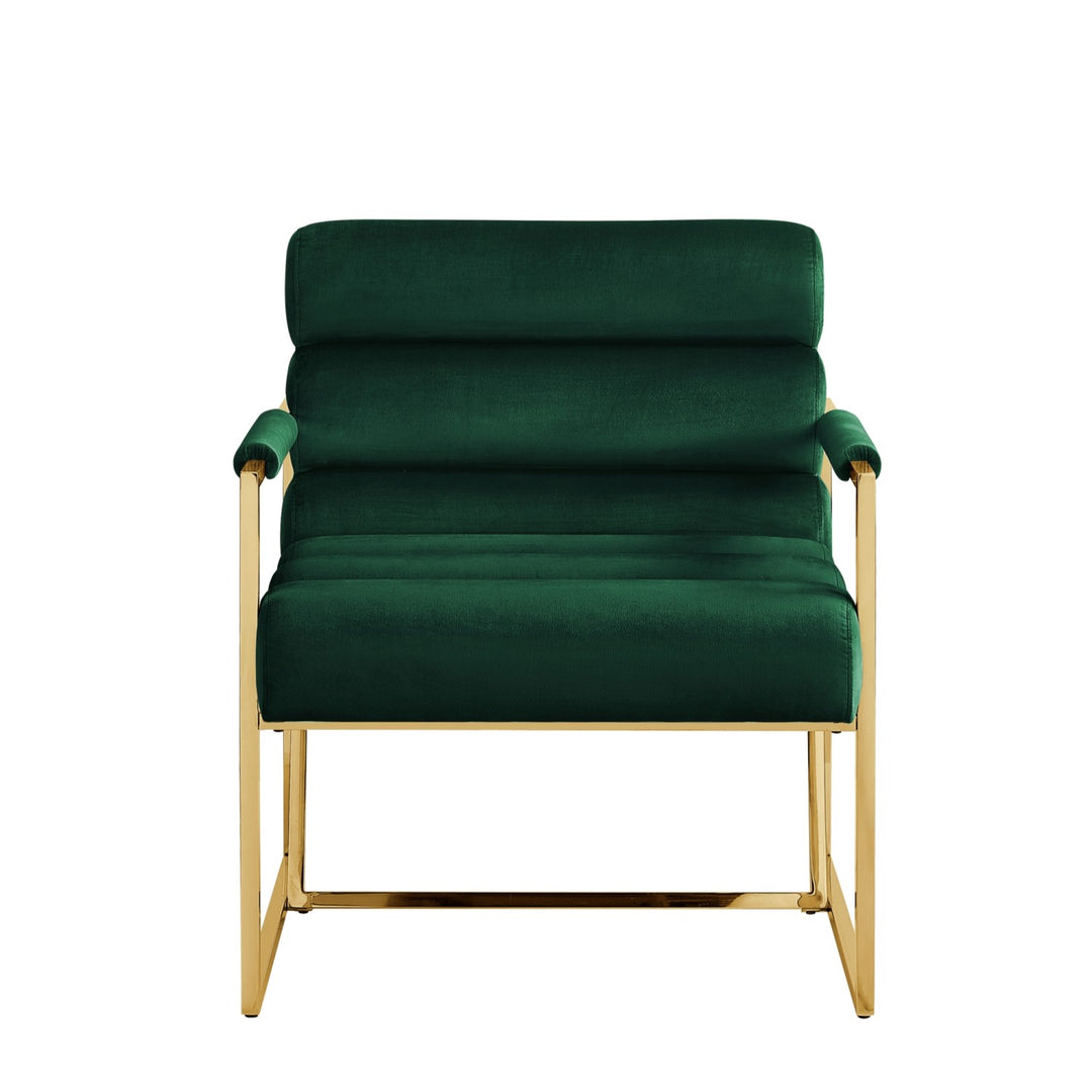 Inspired Home Dalia Accent Chair Velvet Hunter Green/Gold 1