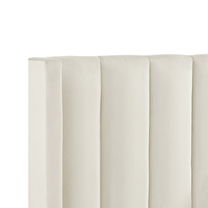 Inspired Home Caliyah Platform Bed Velvet Cream White 5