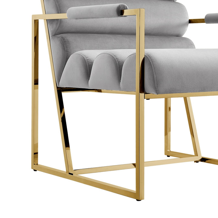 Inspired Home Dalia Accent Chair Velvet Grey/Gold 4