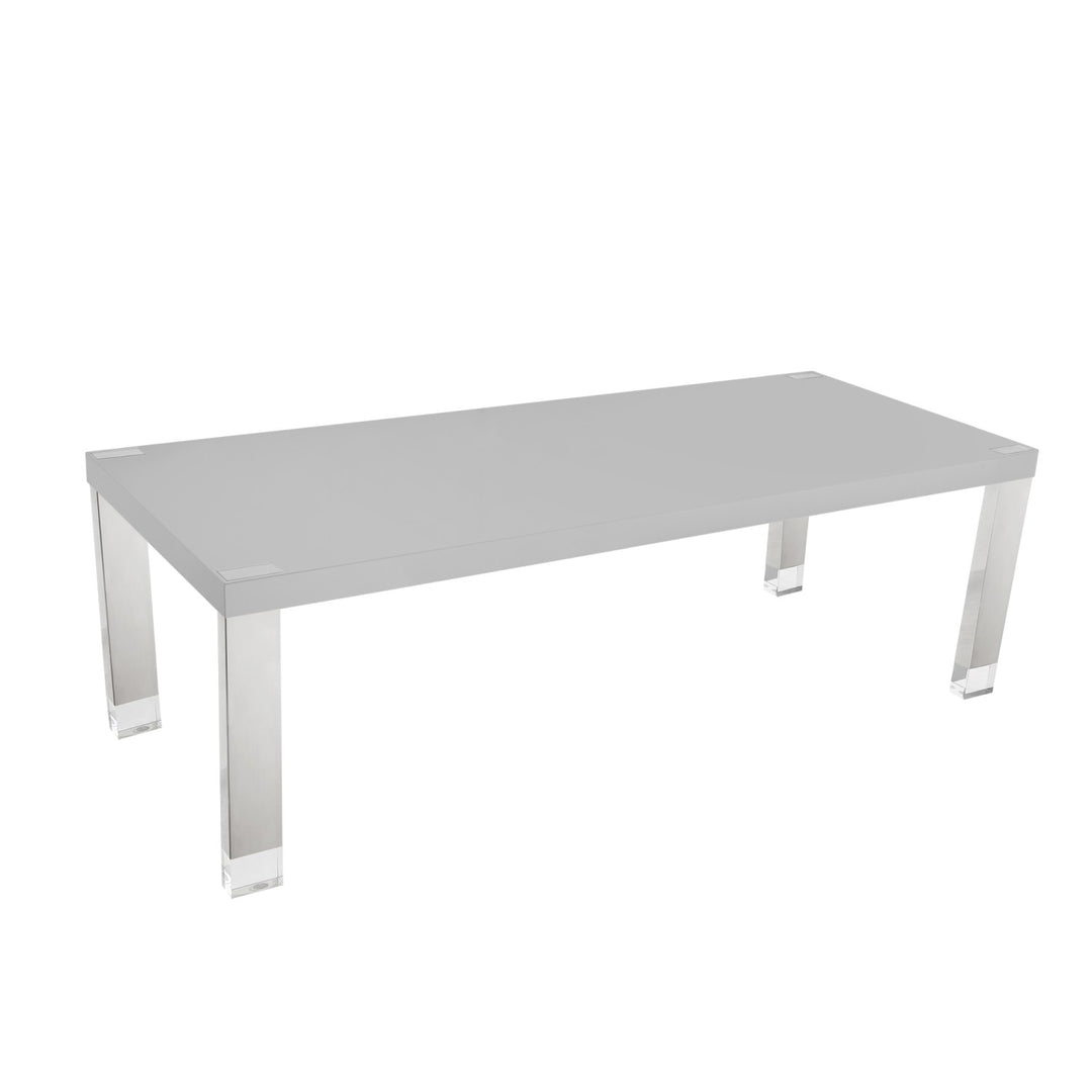 Inspired Home Lesly Dining Table Light Grey/Chrome 2
