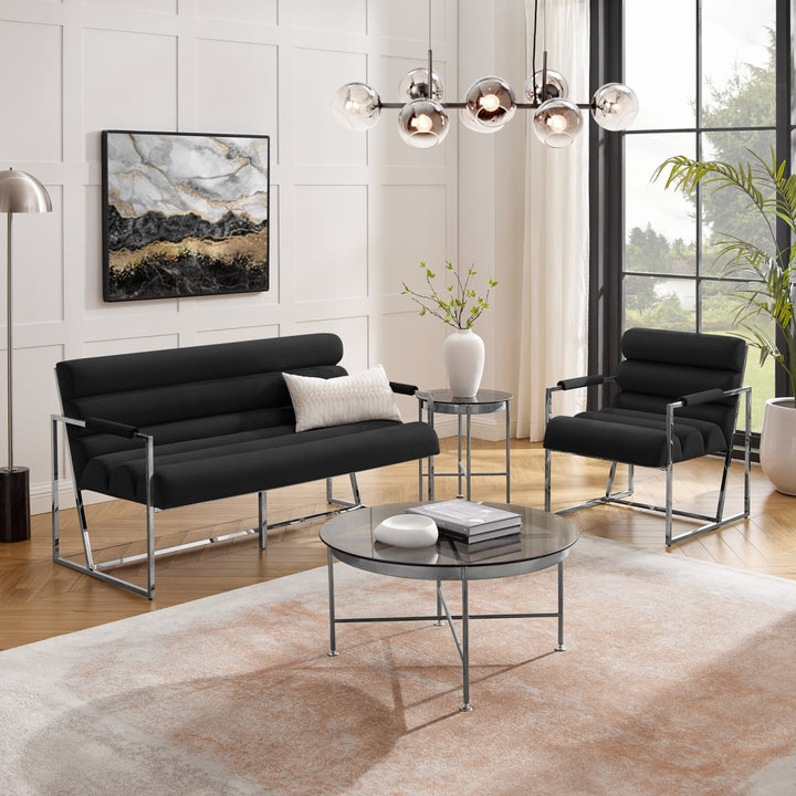 Inspired Home Dalia Accent Chair Velvet Black/Chrome Collection