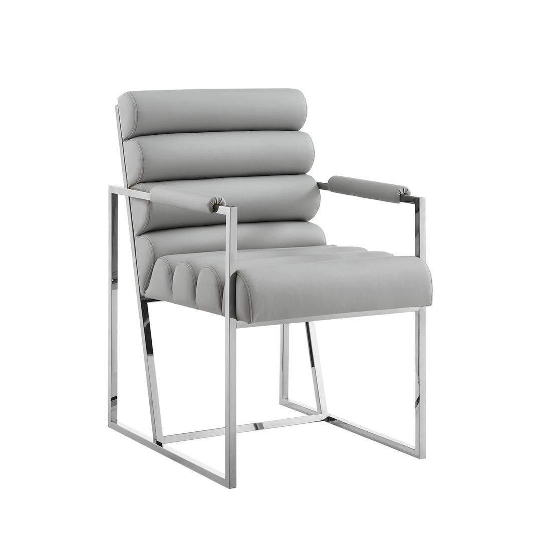 Inspired Home Dalia Dining Chair PU Leather Grey/Chrome Main