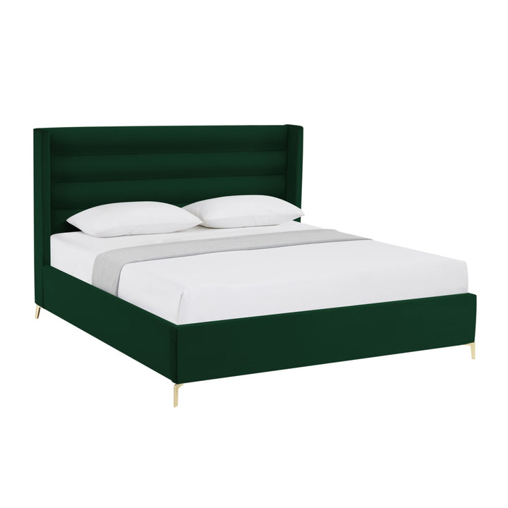 Inspired Home Kacie Platform Bed Velvet Green Main