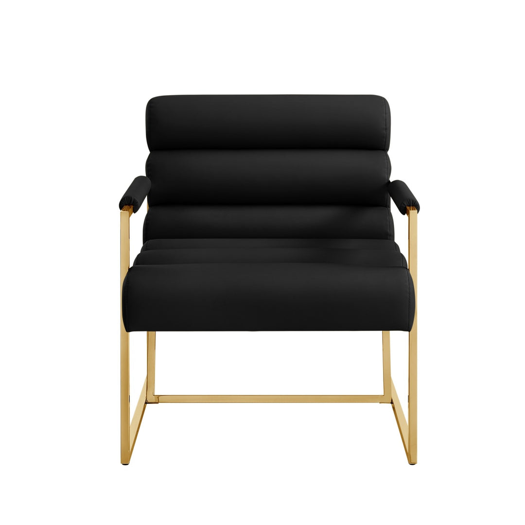 Inspired Home Dalia Accent Chair PU Leather Black/Gold 1
