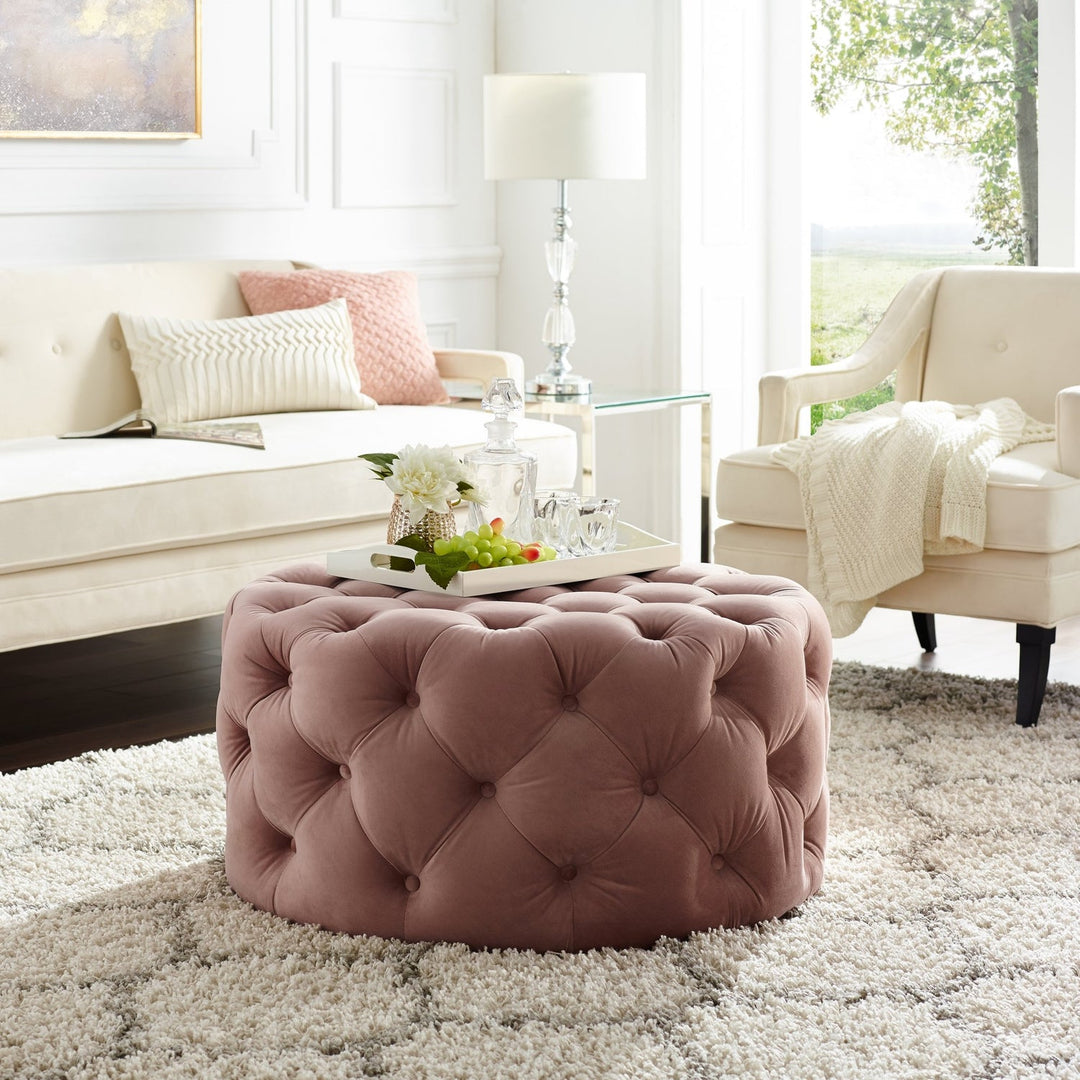 Modern Ottoman Tufted Allover Castered Legs for Living Room