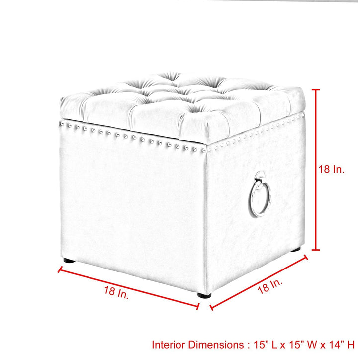 Ottoman - Ella Linen Cube Storage Ottoman