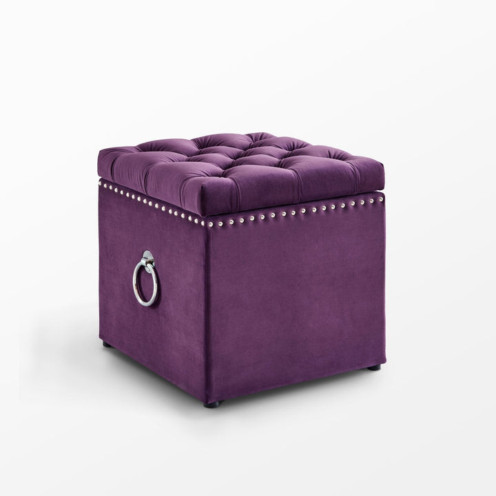 Ottoman - Ella Velvet Cube Storage Ottoman