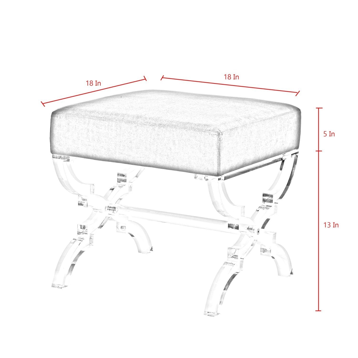 Giselle Contemporary Ottoman Acrylic X-Leg for Bedroom – Inspired Home
