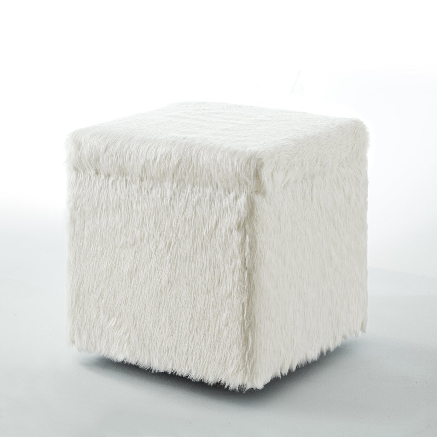 New Tainoki buy White Faux Fur Storage Stool Ottoman