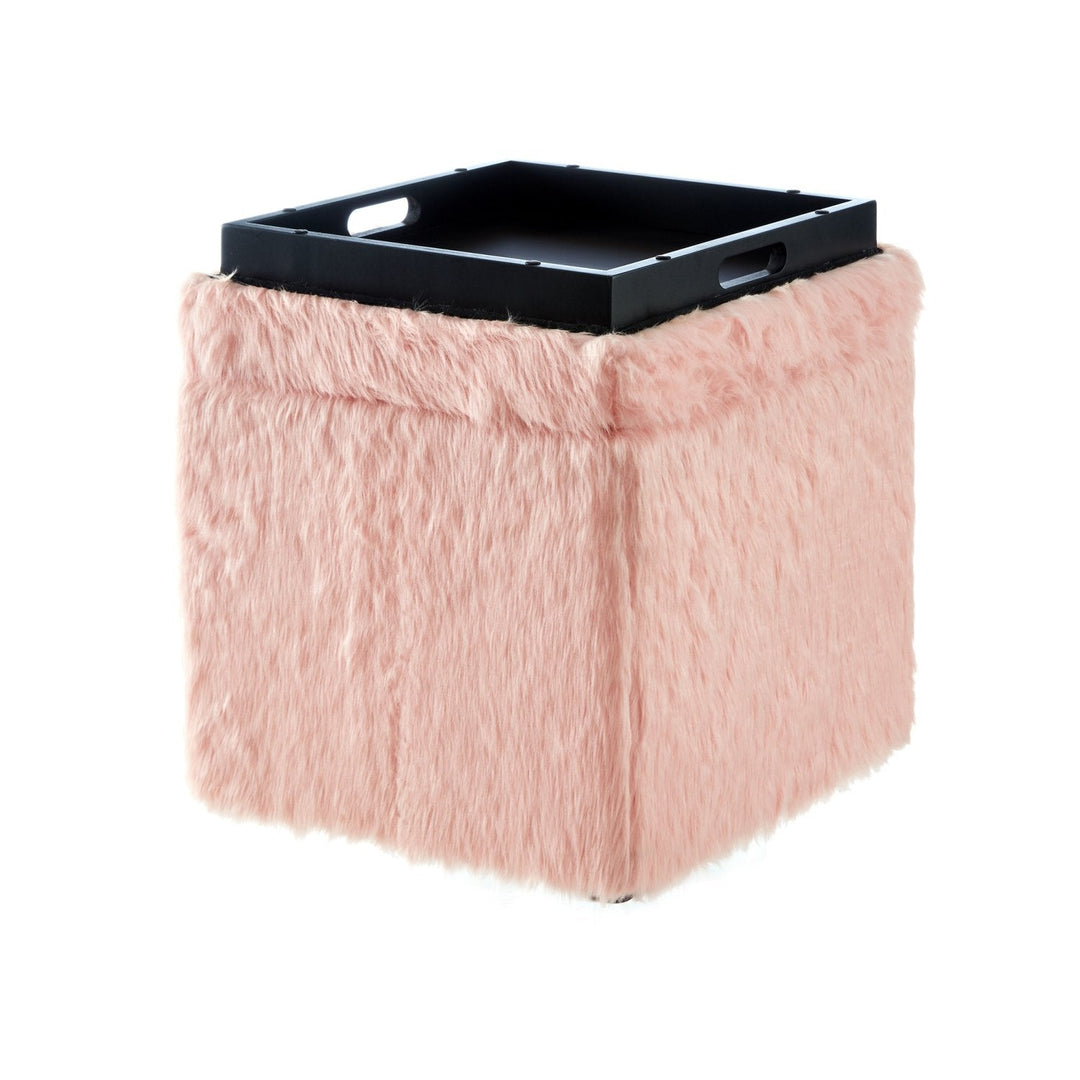 Ottoman - Lilly Faux Fur Cube Storage Ottoman